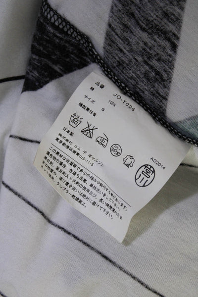 Junya Watanabe Womens White Cotton Printed Crew Neck Boxy Tee Top Size S