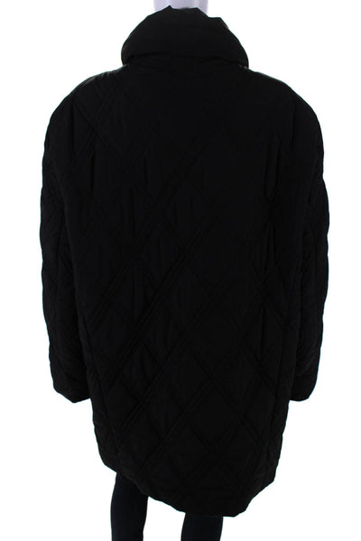 BASLER Black Label Womens Mock Neck Quilted Zip Up Mid-Length Coat Black Size 24