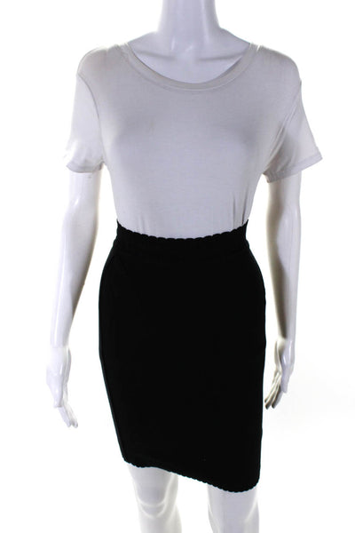 Alaia Womens Elastic Waist Knit Mini Pencil Skirt Black Cotton Size Small