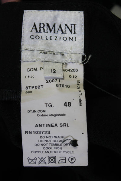 Armani Collezioni Women's Button Closure Flat Front Wide Leg Pant Black Size 12