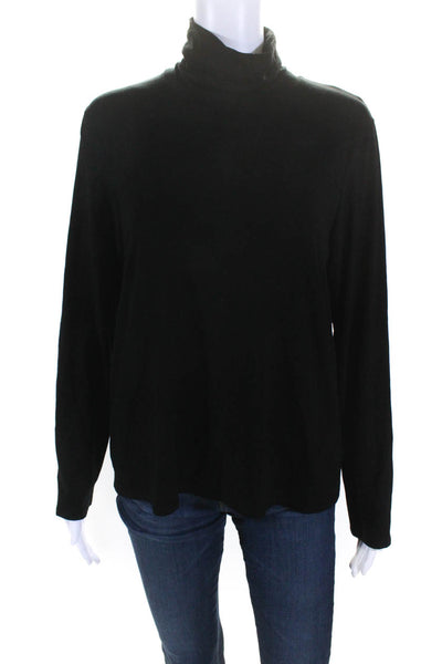 Eileen Fisher Women's Turtleneck Long Sleeves Basic Blouse Black Size L