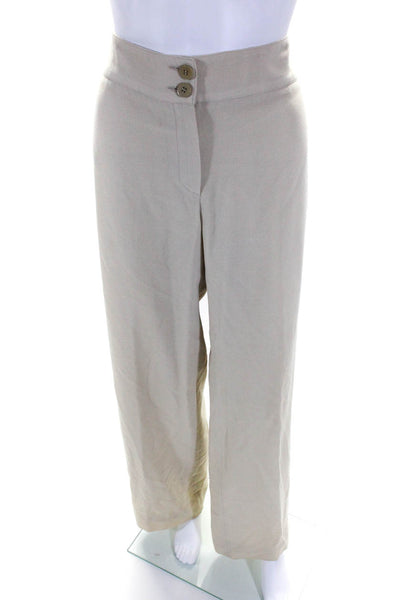 Armani Collezioni Womens High Rise Wide Leg Dress Pants Beige Wool Size 6