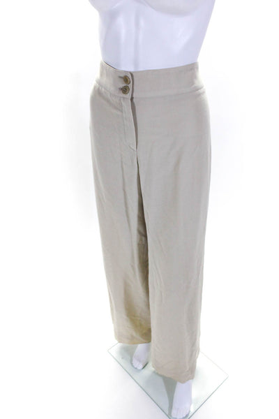 Armani Collezioni Womens High Rise Wide Leg Dress Pants Beige Wool Size 6