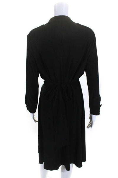 Lauren Ralph Lauren Womens Long Sleeves A Line Wrap Dress Black Size 10