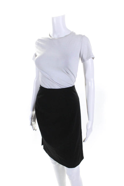 John Galliano Womens Mini Pencil Skirt Black Wool Blend Size 10