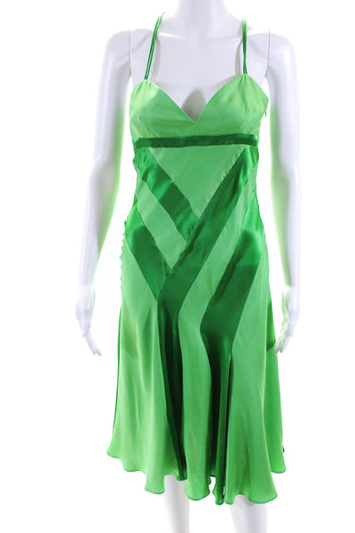 Strenesse Gabriele Strehle Womens Silk Halter Neck Maxi Dress Green Size 4