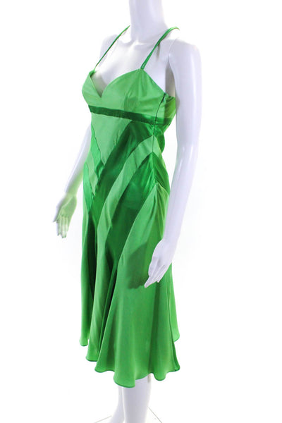 Strenesse Gabriele Strehle Womens Silk Halter Neck Maxi Dress Green Size 4