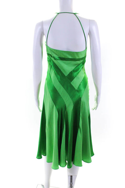 Strenesse Gabriele Strehle Womens Silk Halter Neck Maxi Dress Green Size 4