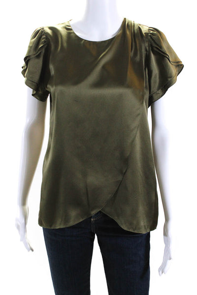 Lauren Gabrielson Womens Short Sleeves Over Lay Blouse Green Size 4