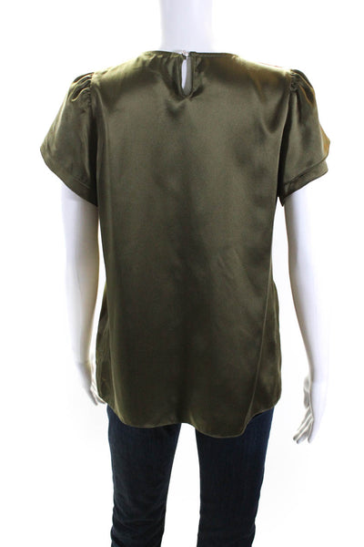 Lauren Gabrielson Womens Short Sleeves Over Lay Blouse Green Size 4