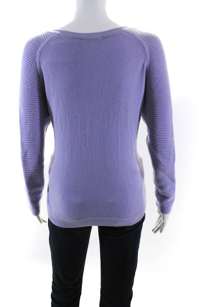 Peserico Women's V-Neck Long Sleeves Pullover Sweater Purple Size 48