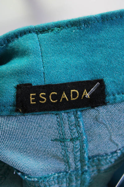 Escada Womens Stretch Twill Mid Rise Straight Leg Jeans Pants Pool Blue Size 34