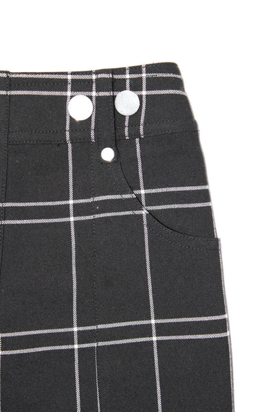 Alexander Wang Womens Woven Plaid High Rise Novelty Button Pants Black Size 2