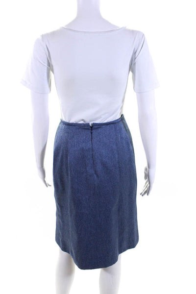 Peggy Jennings Womens Lace Up Detailed High Rise Pencil Skirt Denim Blue Size S