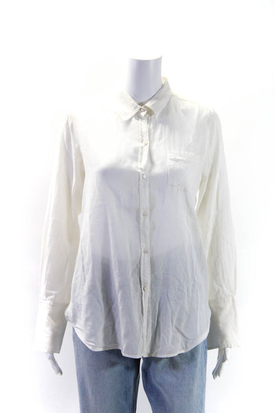 Nili Lotan Womens Button Front Long Sleeve Collared Shirt White Size Small