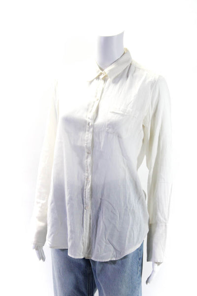 Nili Lotan Womens Button Front Long Sleeve Collared Shirt White Size Small