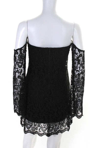 Bardot Women's Sweat Heart Neckline Long Sleeves Lace Mini Dress Black Size 4/XS