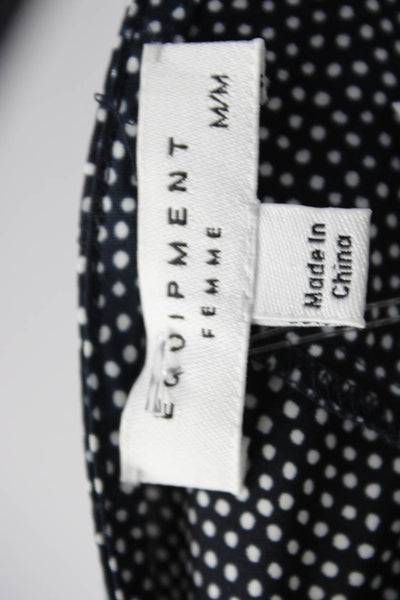 Equipment Femme Women's Zip Closure Ruffle Midi Skirt Polka Dot Size M