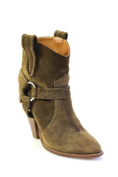 Etoile Isabel Marant Womens Point Toe Harness Cuban Heel Ankle Boots Brown 37 7