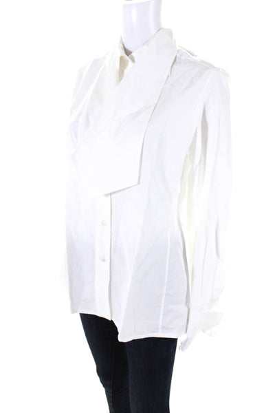 Hermes Womens Pussycat Bow Long Sleeve Button Up Shirt Blouse White Size FR 38