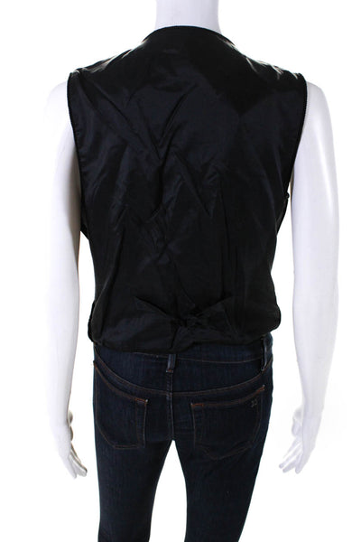 Max Field Womens Vintage Beaded Velvet Button Up Vest Waistcoat Black Size Small