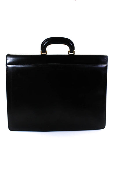 Tiffany & Co Unisex Combination Lock Leather Flap Briefcase Bag Handbag Black