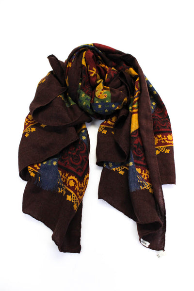 Hermes Womens Brins D Or Julie Abadie 140cm Cashmere Scarf Brown Multi