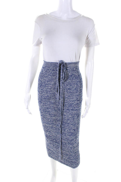 St. Cloud Label Womens Drawstring Knit Maxi Skirt Blue Gray Size Small