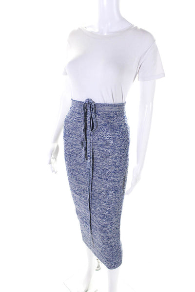 St. Cloud Label Womens Drawstring Knit Maxi Skirt Blue Gray Size Small