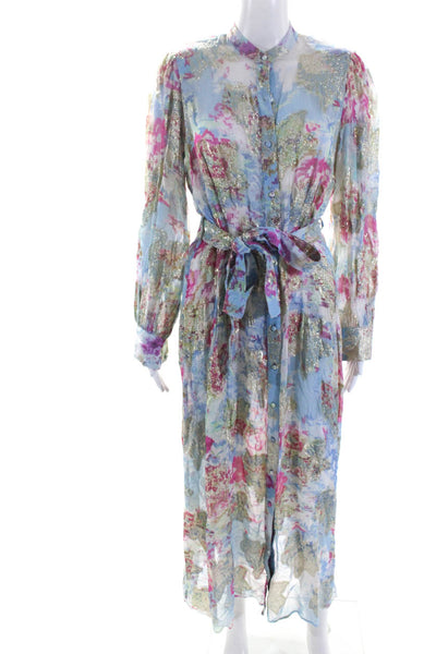 Hemant & Nandita Women's Long Sleeves Glitter Floral Maxi Dress Size XXS