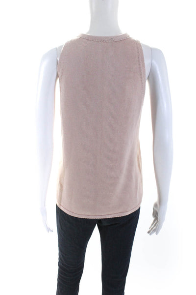 Lafayette 148 New York Womens Sleeveless Cable Ribbed Knit Top Pink Size Small