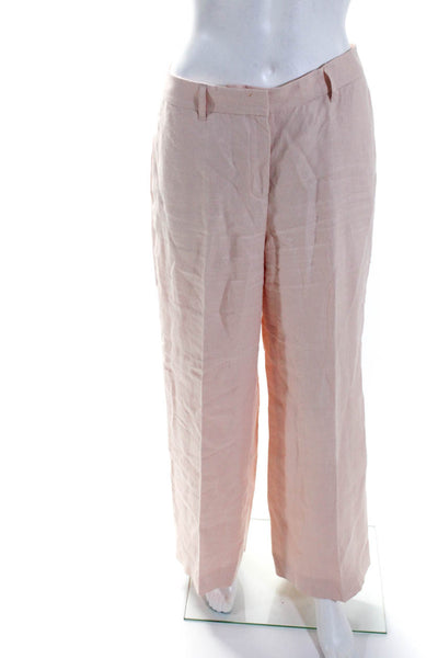 Lafayette 148 New York Womens High Rise Pleated Wide Dalton Pants Pink Size 2