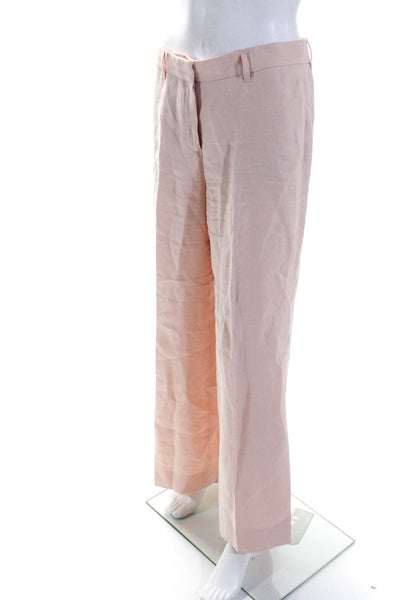 Lafayette 148 New York Womens High Rise Pleated Wide Dalton Pants Pink Size 2