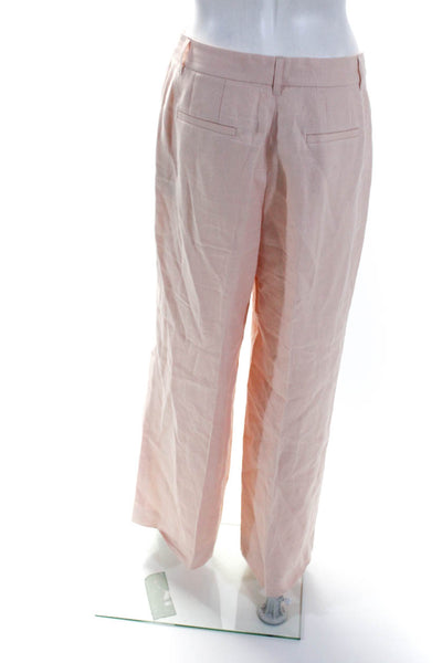 Lafayette 148 New York Womens High Rise Pleated Wide Dalton Pants Pink Size 2