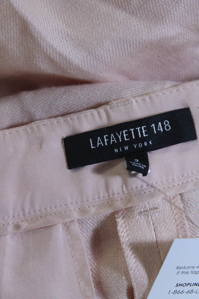 Lafayette 148 New York Womens High Rise Pleated Wide Dalton Pants Pink Size 2