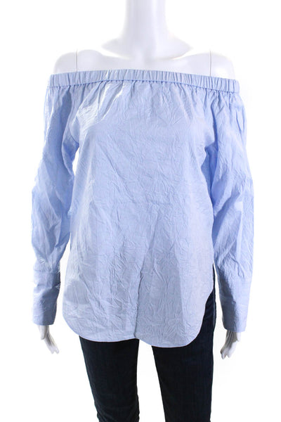 Rag & Bone Womens Off Shoulder Button Cuff Long Sleeve Top Blouse Blue Size XS