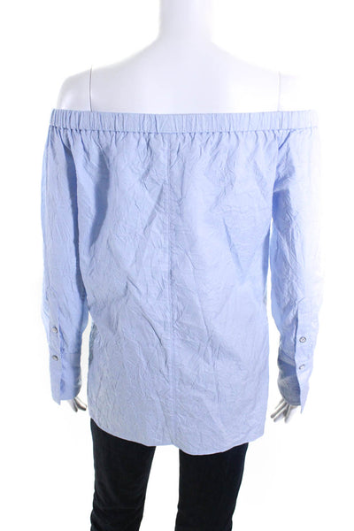 Rag & Bone Womens Off Shoulder Button Cuff Long Sleeve Top Blouse Blue Size XS