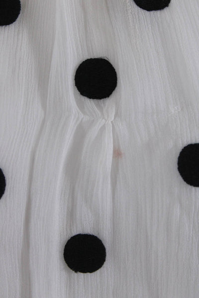 Rebecca Taylor Womens Embroidered Polka Dot Silk Chiffon Top Blouse White Size 2