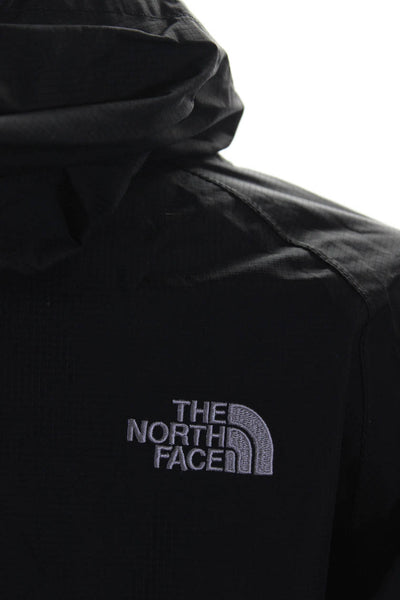North Face Womens Hooded Full Zip Hook & Loop Rain Jacket Black Size Extra Small
