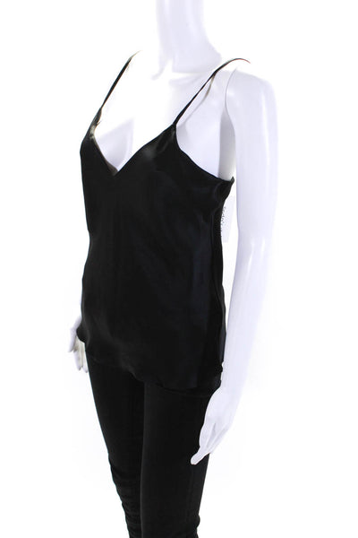 Peggy Jennings Womens Silk Charmeuse V-Neck Tank Top Blouse Black Size S