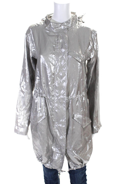 Calypso Saint Barth Womens Silver Removable Hood Long Sleeve Jacket Size S