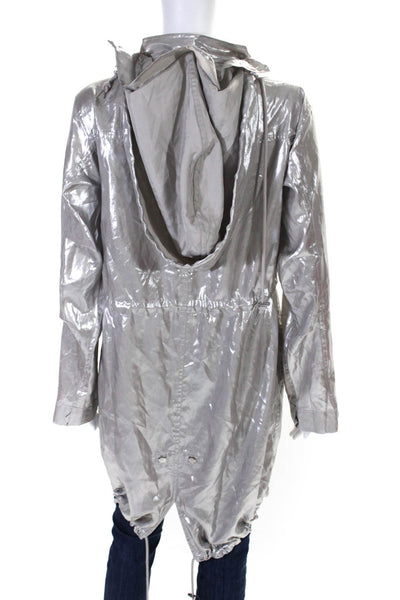 Calypso Saint Barth Womens Silver Removable Hood Long Sleeve Jacket Size S