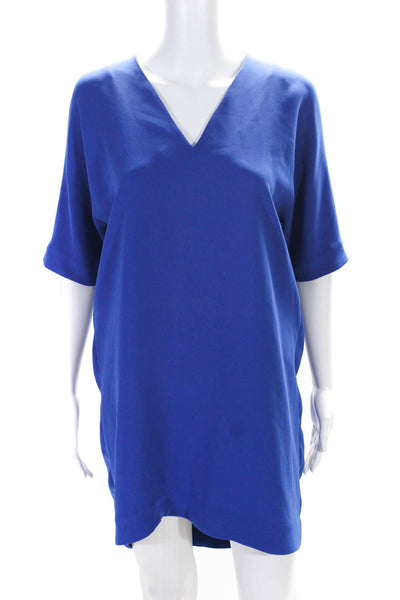 & Other Stories Womens Blue V-Neck Short Sleeve Knee Length Shirt Dress Size 4