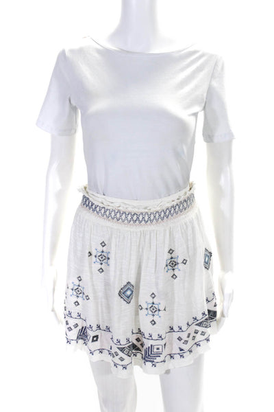 Free People Womens White Embroidered Printed Pull On Mini Skirt Size XS
