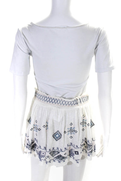 Free People Womens White Embroidered Printed Pull On Mini Skirt Size XS