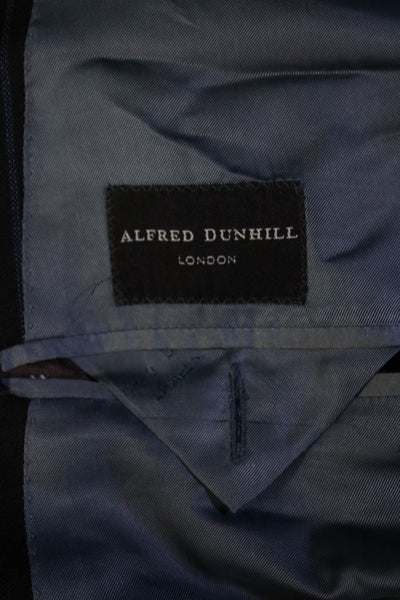 Alfred Dunhill Mens Pinstriped Three Button Blazer Jacket Black Blue Size IT 50