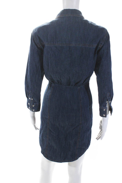 Veronica Beard Womens Blue Cotton Button Down Long Sleeve Denim Dress Size 00