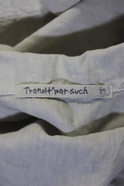 Transit Par Such Womens Oversized Collared Linen Pocket Shirt Gray Size 3