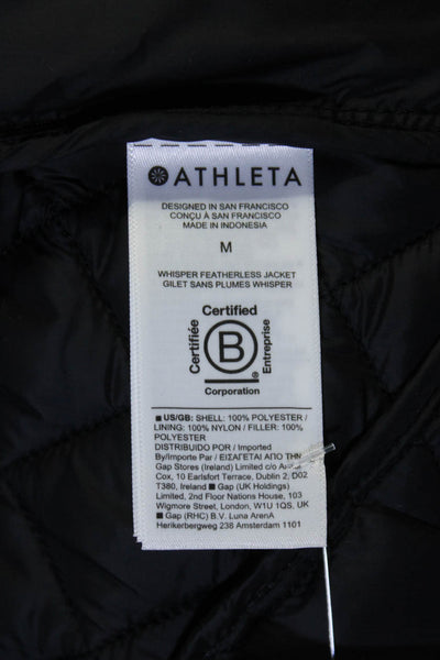 Athleta Womens Front Zip Mock Neck Abstract Quilted Jacket Brown Black Medium