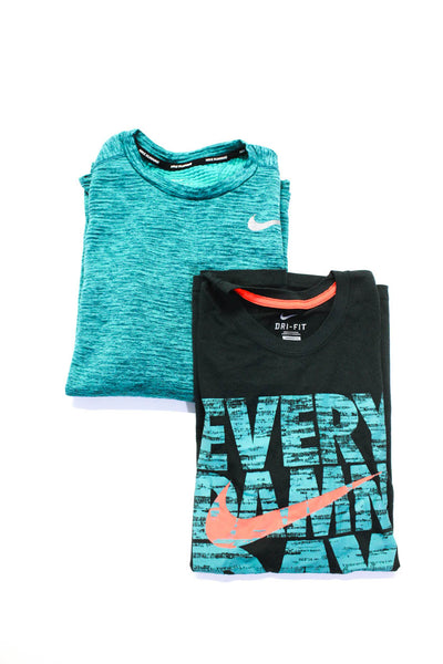 Nike Mens Crew Neck Graphic Knit Shirts Green Teal Size Medium Lot 2